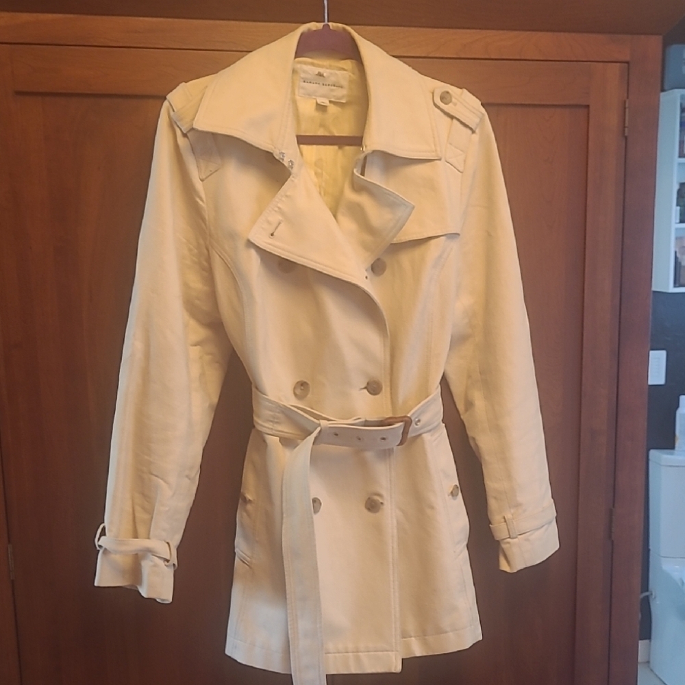 Banana Republic Cream Double-Breasted Trench Coat